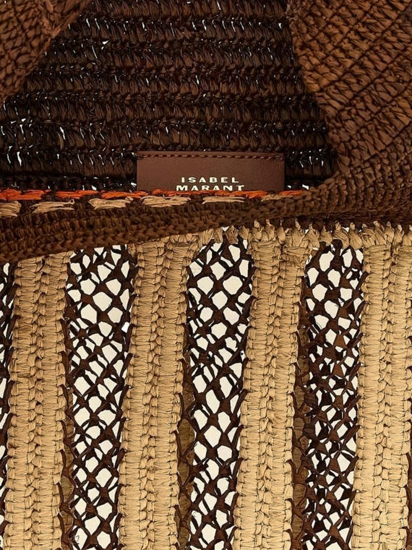 Isabel Marant Raffia Woven Shoulder Bag With Tassel Accents