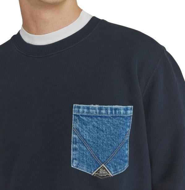 Roy Rogers Solid Color Brushed Cotton Crewneck Sweatshirt.