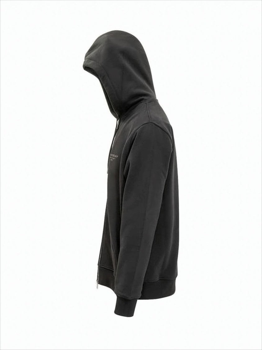 Givenchy Black Zip-Up Hoodie With Drawstring Hood