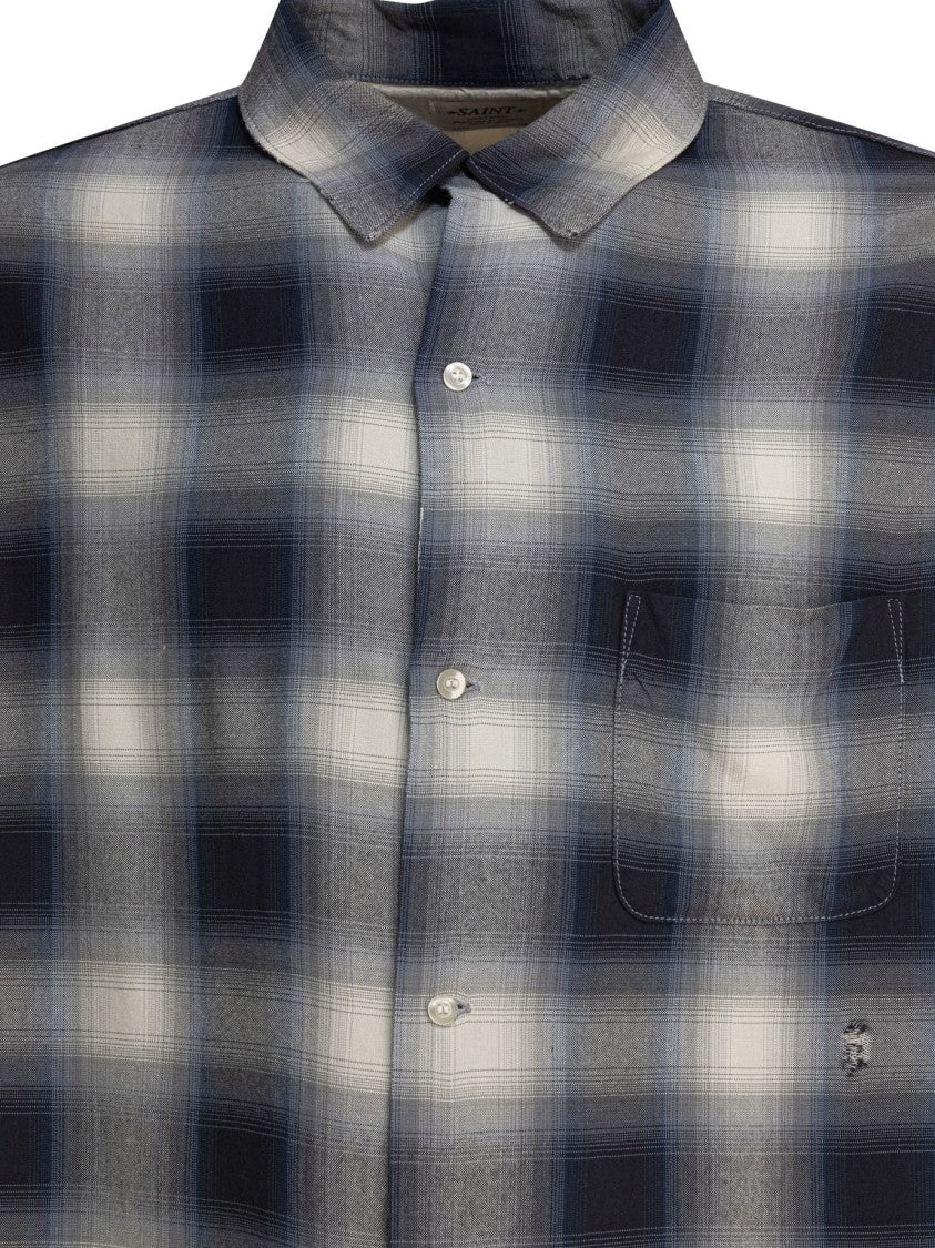 Saint Mxxxxxx Gradient Plaid Rayon Shirt