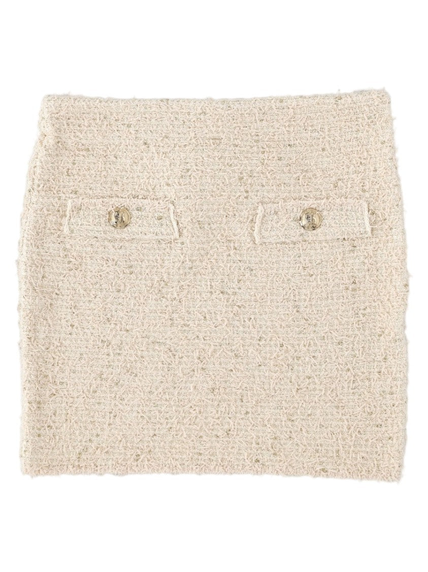 Balmain Beige Textured Flap Pocket Mini Skirt