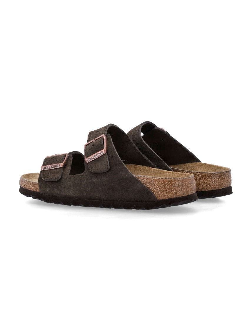 Birkenstock Arizona Suede Flat Sandals In Mocca