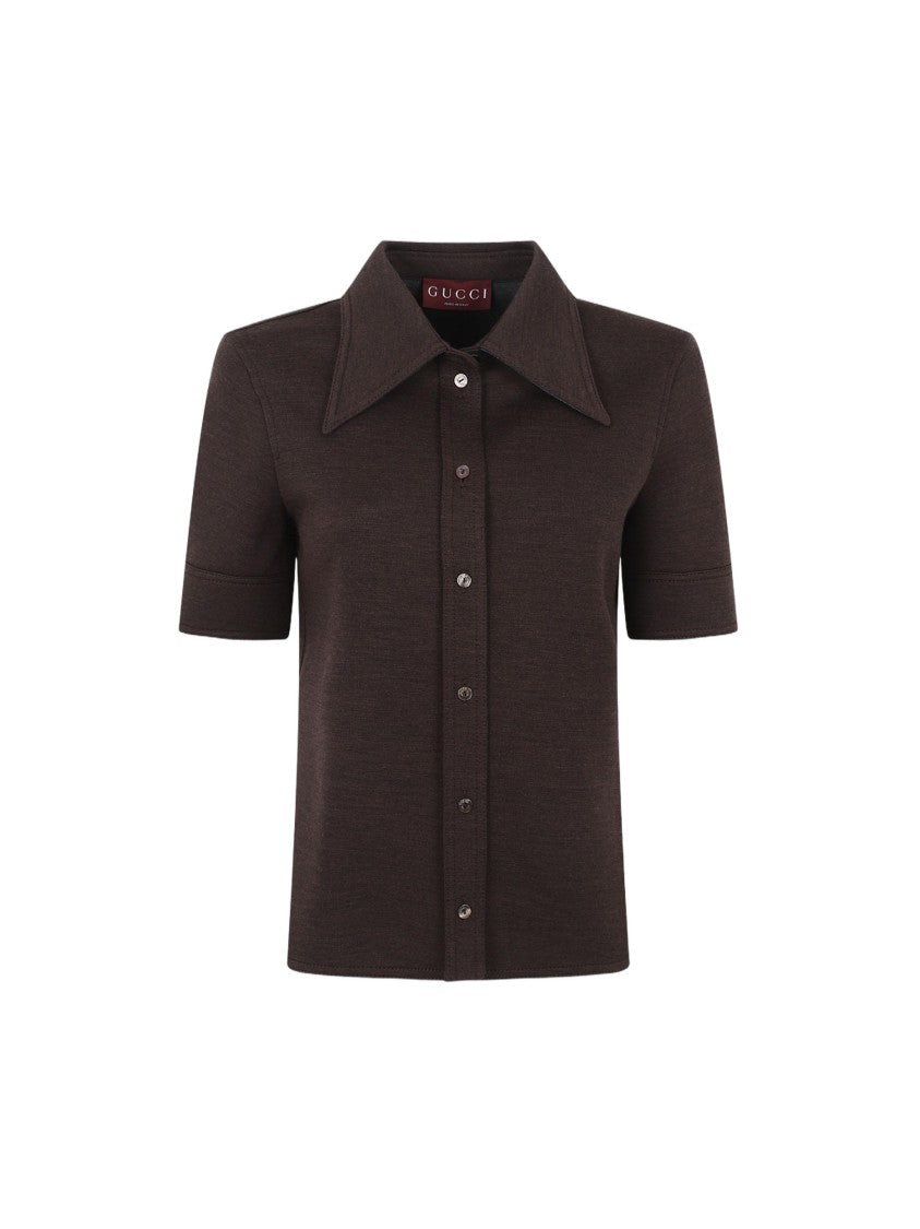 Gucci Pointed Collar Gucci Shirt With Short Sleeves