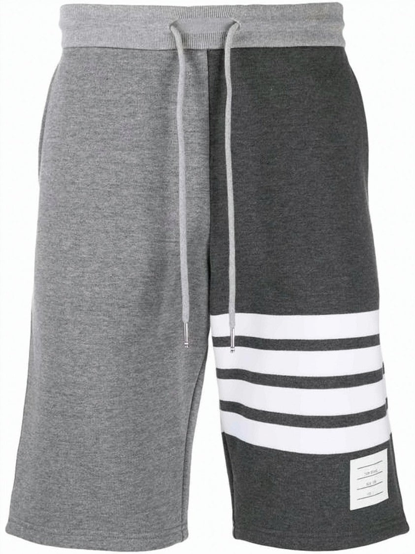 Thom Browne Two-Tone Loopback Sweat Shorts With Adjustable Waistband
