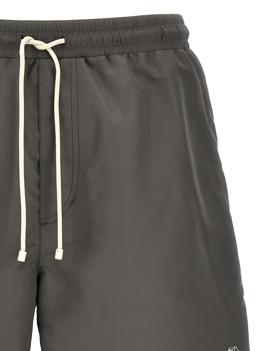 Brunello Cucinelli Drawstring Swim Shorts With Logo Embroidery