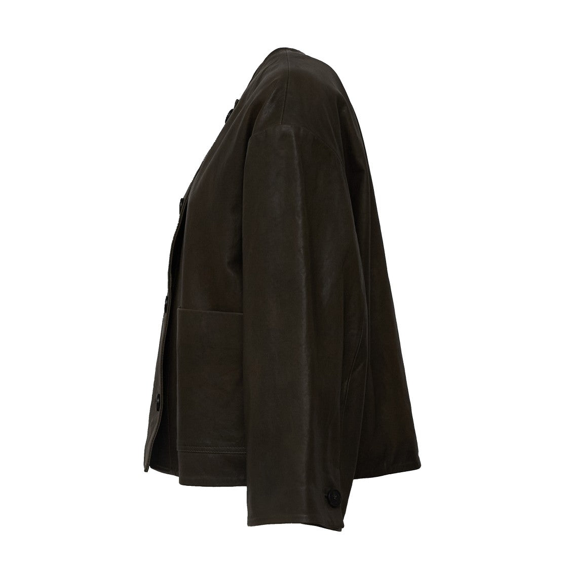 Max Mara Nappa Leather Boxy Stitched Pocket Jacket