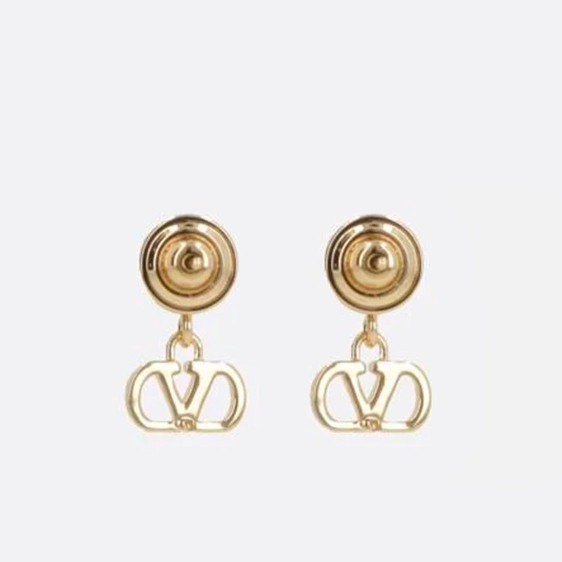 Valentino Garavani Refined Gold-Tone Earrings With Pearl-Like Stud And Logo Charm