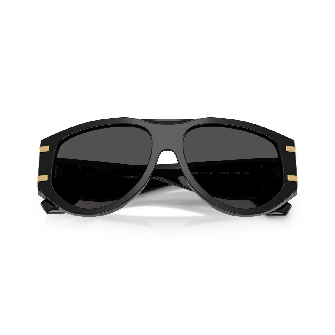 Dolce & Gabbana 0Dg4499 Bold Black Oversized Aviator Sunglasses With Gold Accents