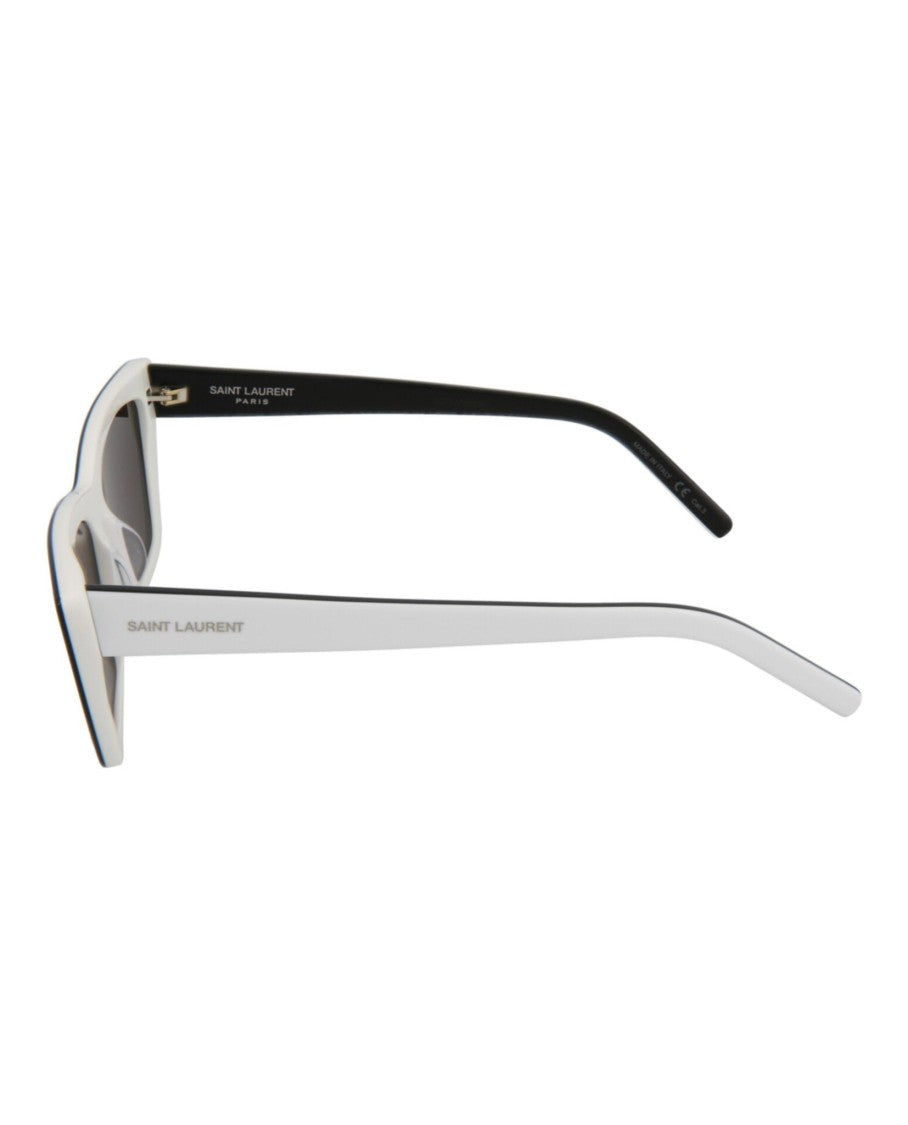 Saint Laurent Cat-Eye Acetate Sunglasses With Bold Black Front And Contrasting White Temples