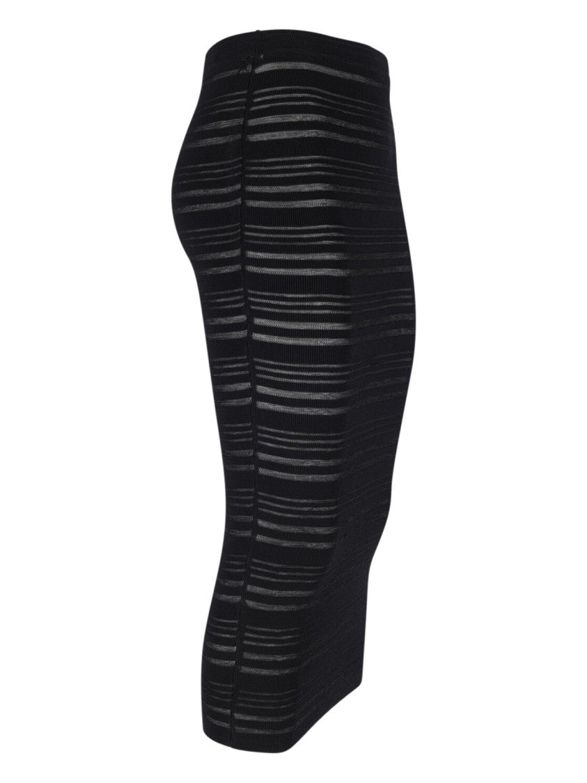 Andreâdamo Black Semi-Transparent Ribbed Maxi Skirt
