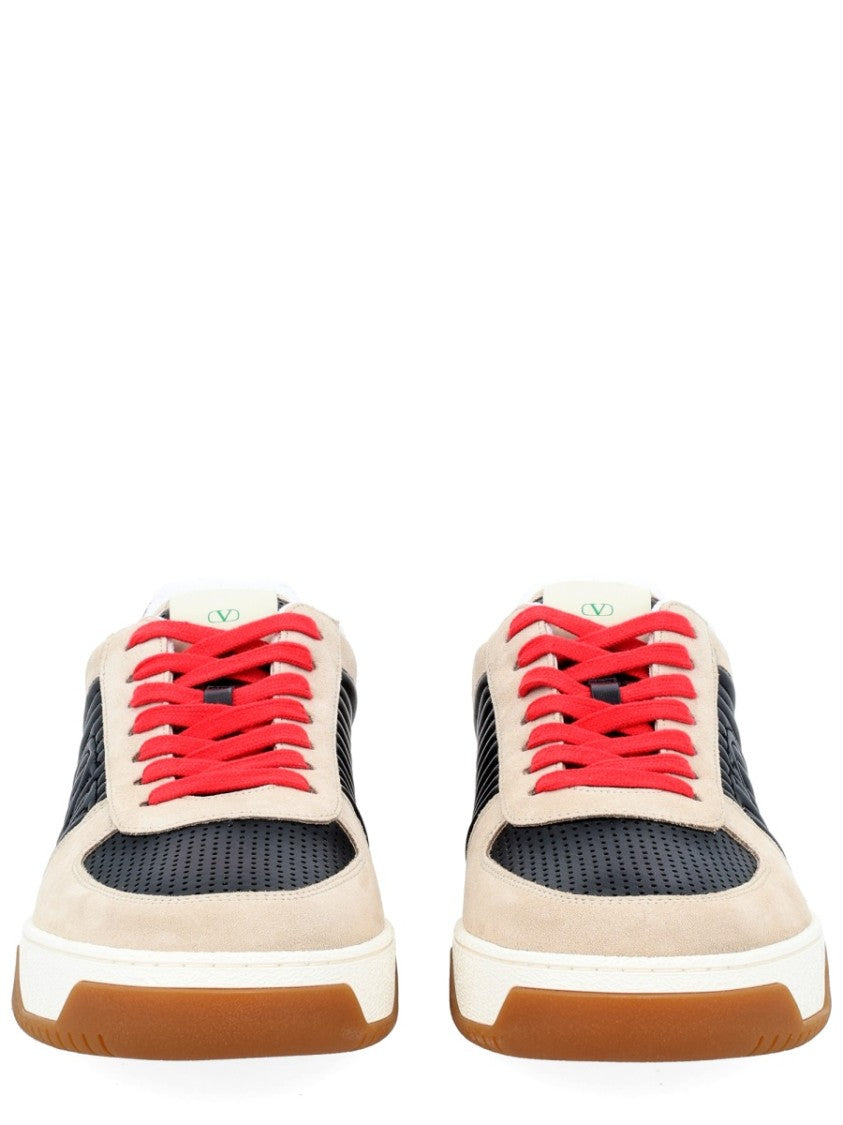Valentino Garavani Low-Top Contrasting Panel Leather Sneakers