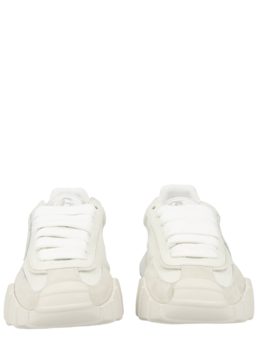 Dolce & Gabbana White Minimalist Leather Chunky Sole Sneakers