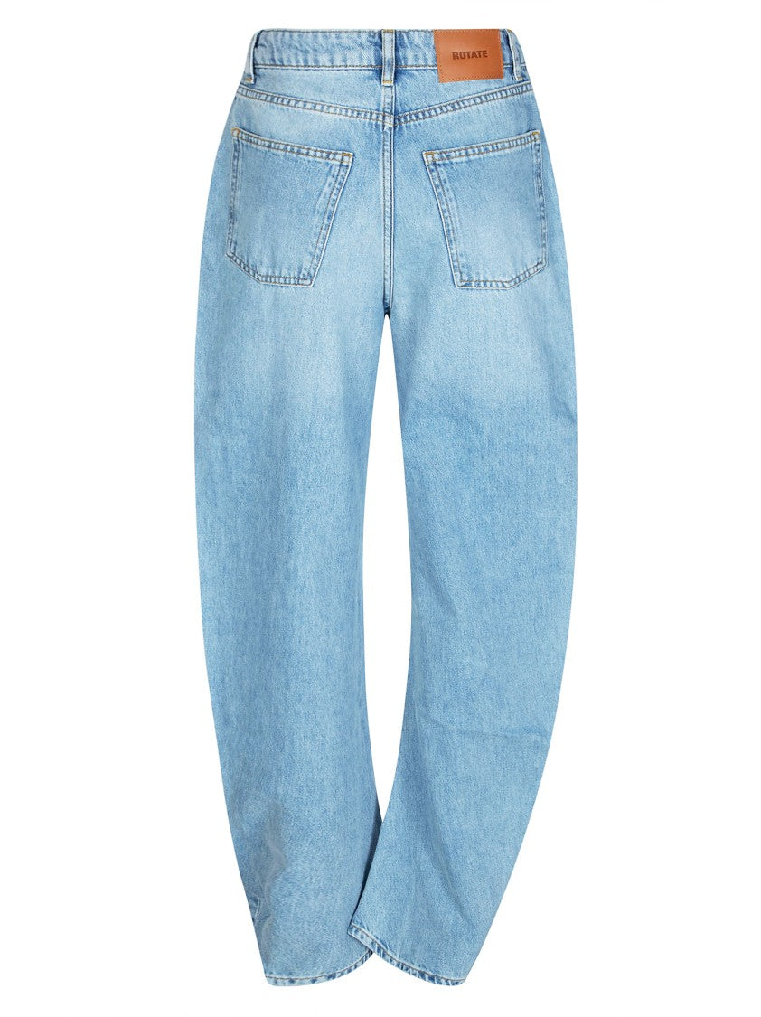Rotate Light Blue Draped Barrel Leg Jeans