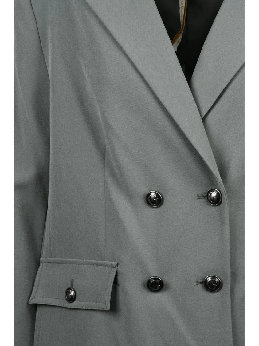 Guess Sage Green Lined Stretch Double-Breasted Jacket