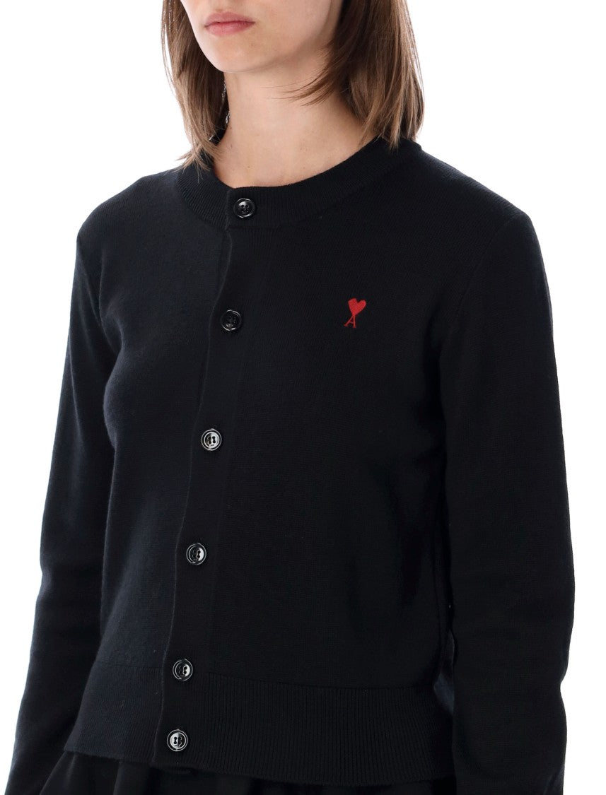 Ami Paris Quota Crewneck Ami De Coeur Merino Wool Cardigan