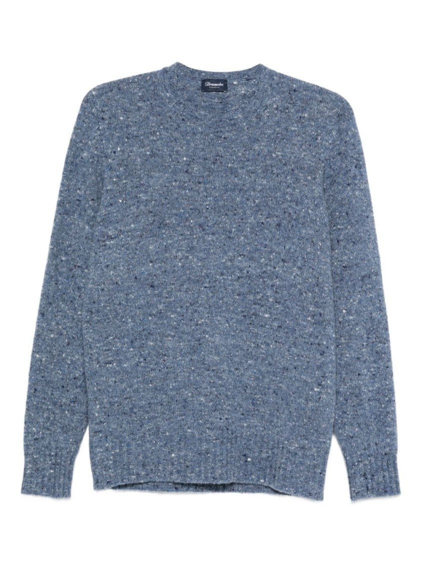 Drumohr Blue Speckled Pattern Crew Neck Sweater