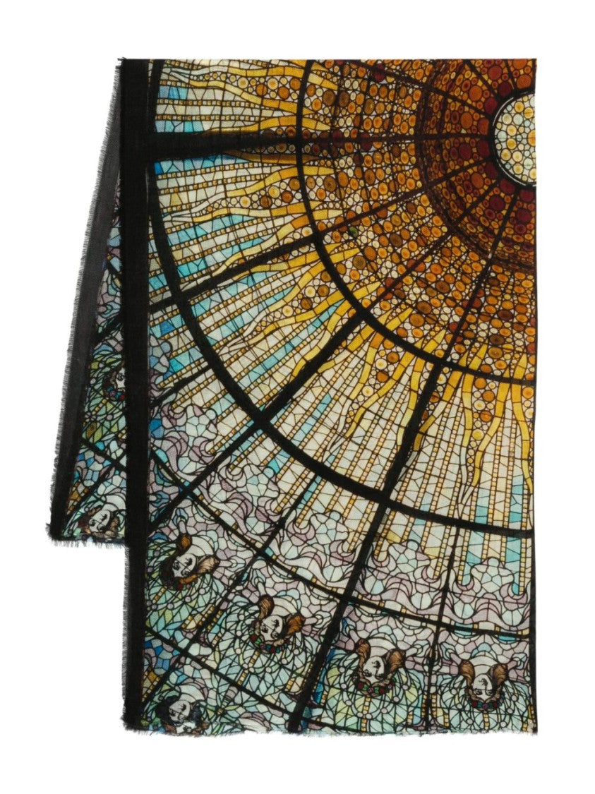 Faliero Sarti Intricate Stained-Glass Pattern Wool-Cashmere Scarf