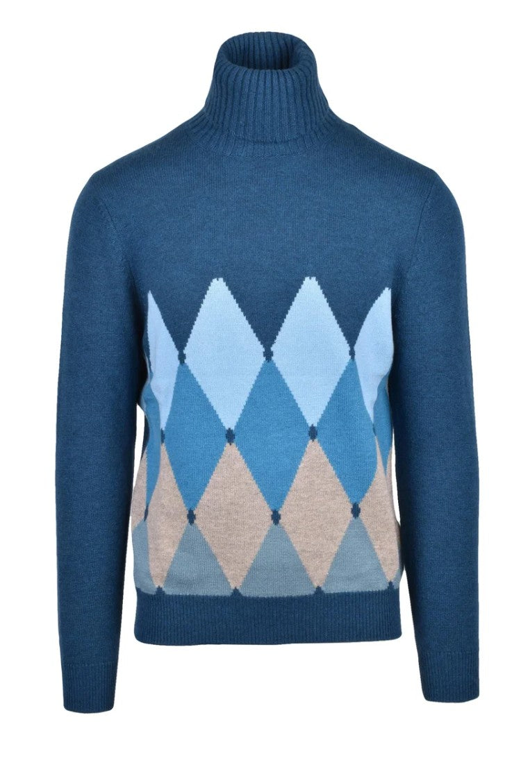 Ballantyne Cashmere Turtleneck Pullover - Petrol/Turquoise