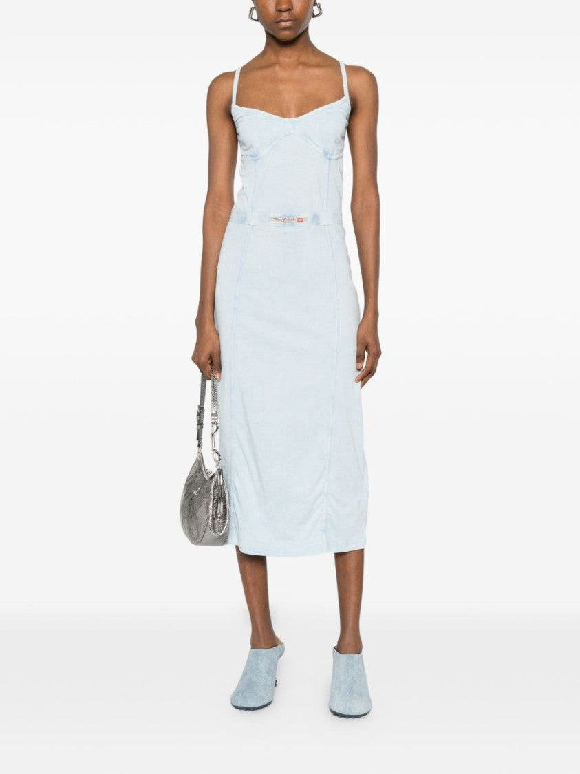Diesel Blue White Panelled Slim Midi Dress