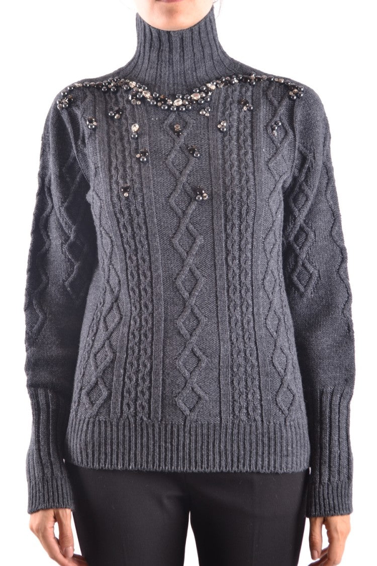 Pinko High Ribbed Turtleneck Sweater With Textured Knit