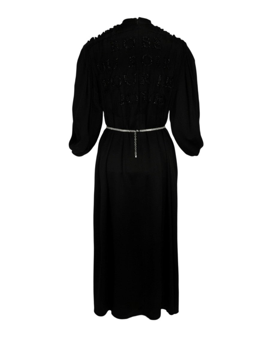 Gucci Cape Sleeve Open Front Crystal-Embellished Belted Gown