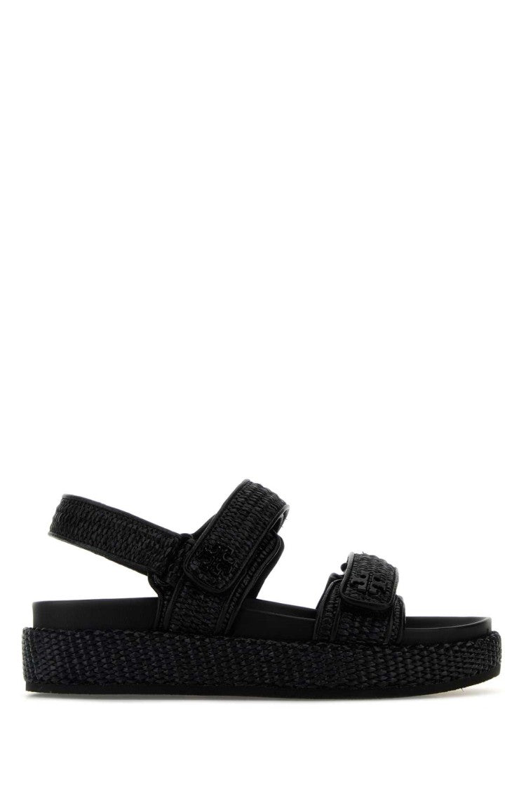 Tory Burch Black Raffia Kira Sandals