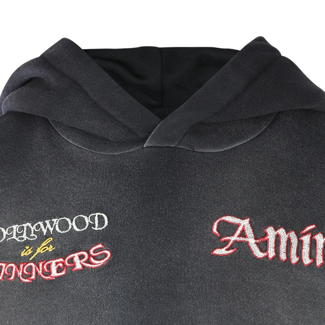 Amiri Embroidered Black Hoodie With Unique Graphics