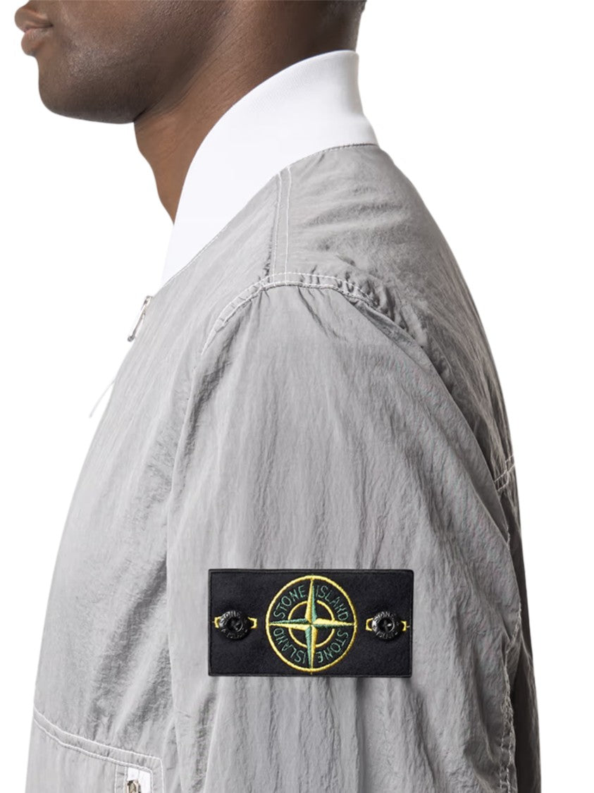 Stone Island Lightweight Grey Jacket With Ribbed Details