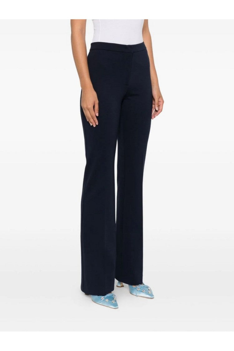 Pinko Blue High-Waist Crease Viscose-Blend Flared Pants