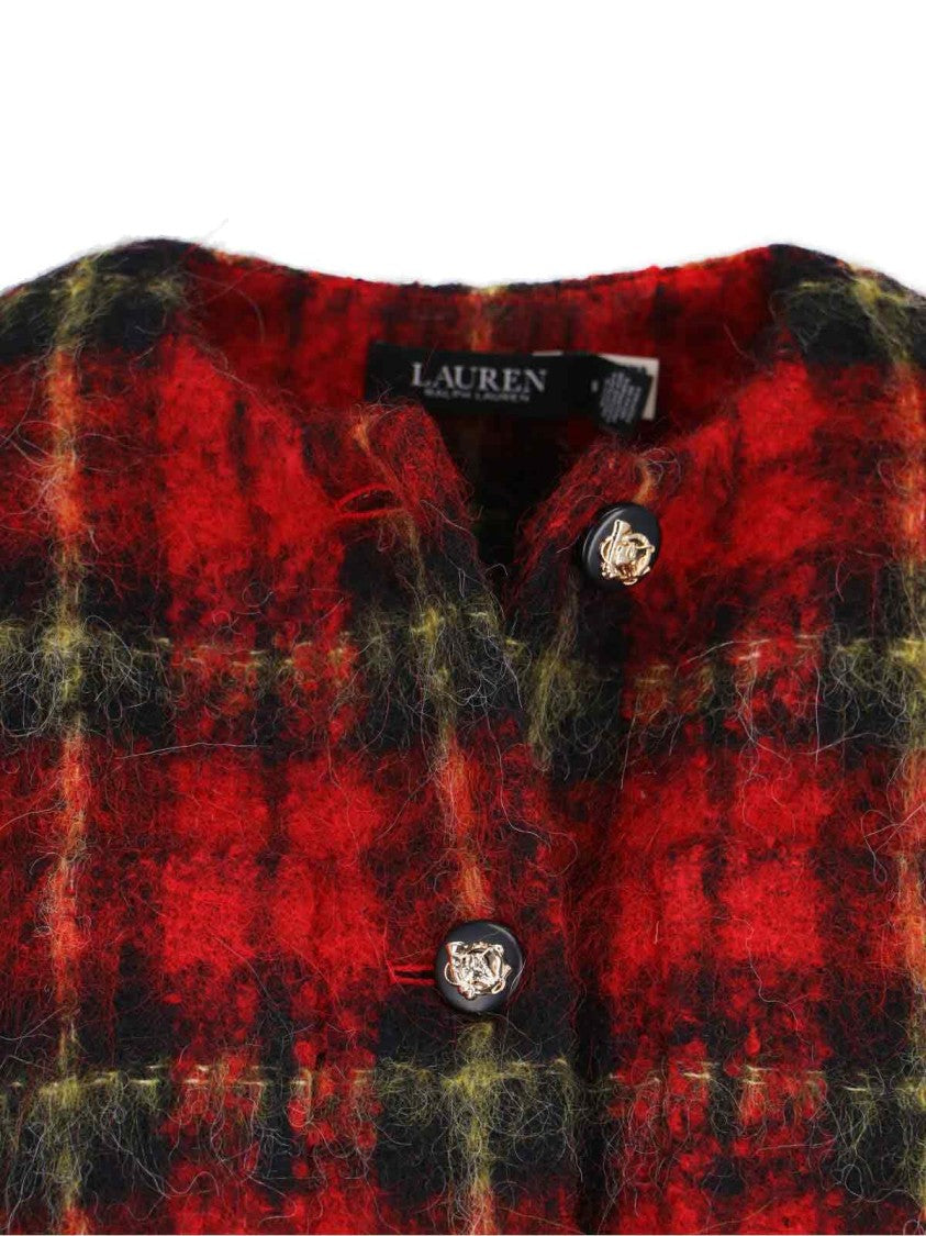 Polo Ralph Lauren Cropped Red Plaid Tweed Jacket