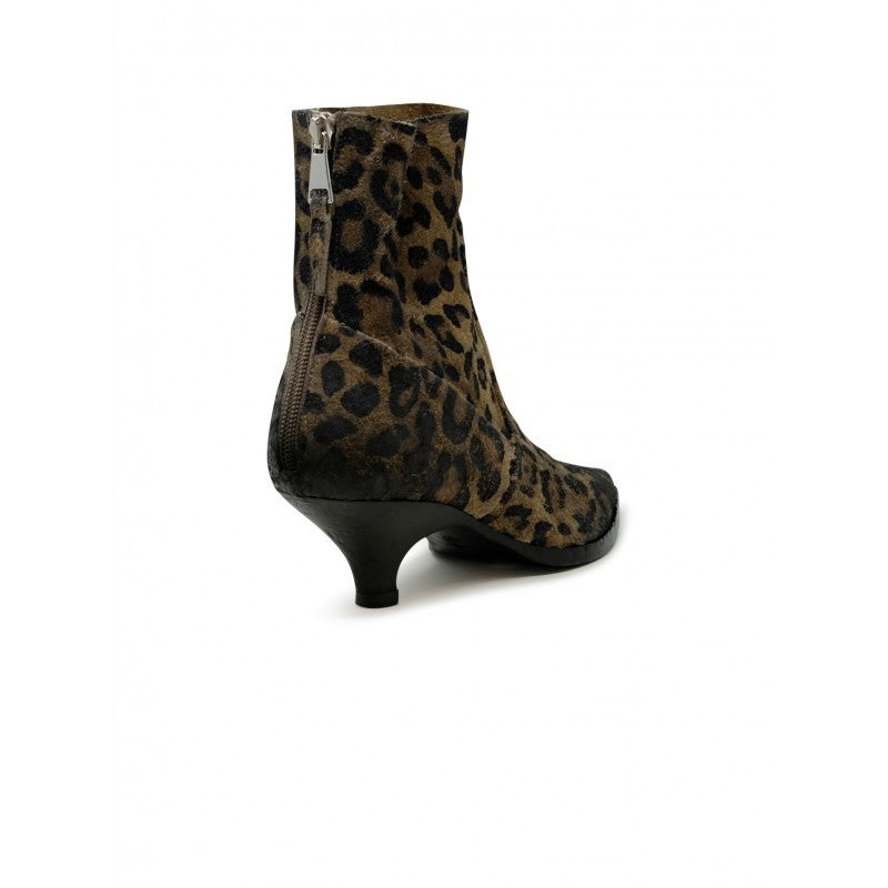 Elena Iachi E4171 Leopard Suede Ankle Boots