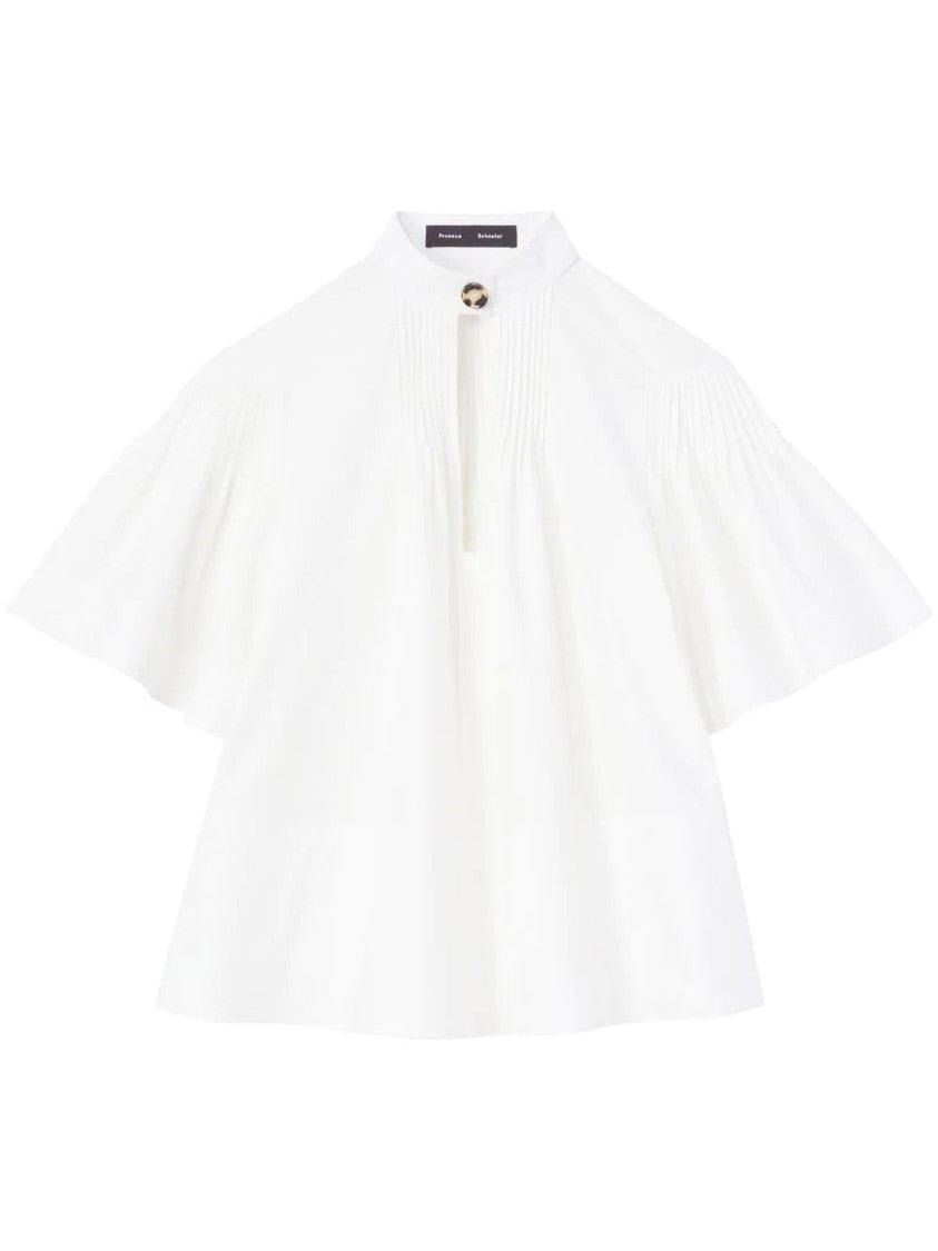 Proenza Schouler Relaxed Fit White Pintuck Blouse