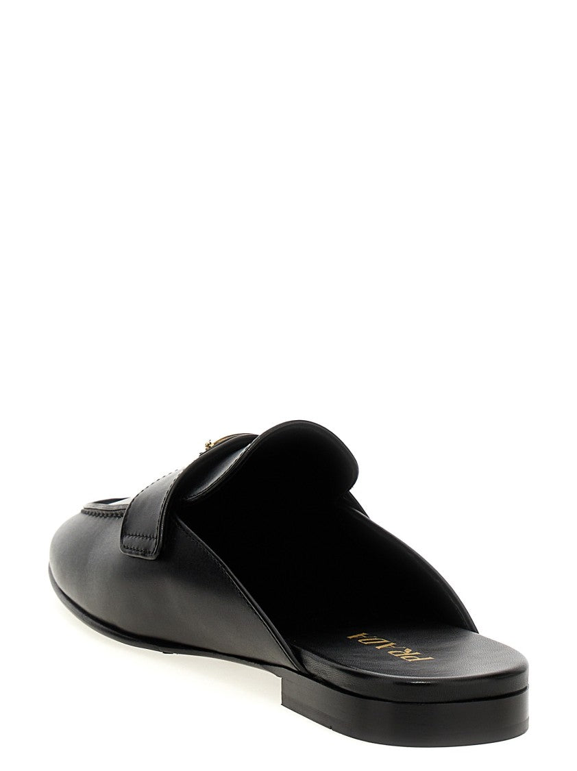 Prada Leather Sabots With Pointed Toe Design