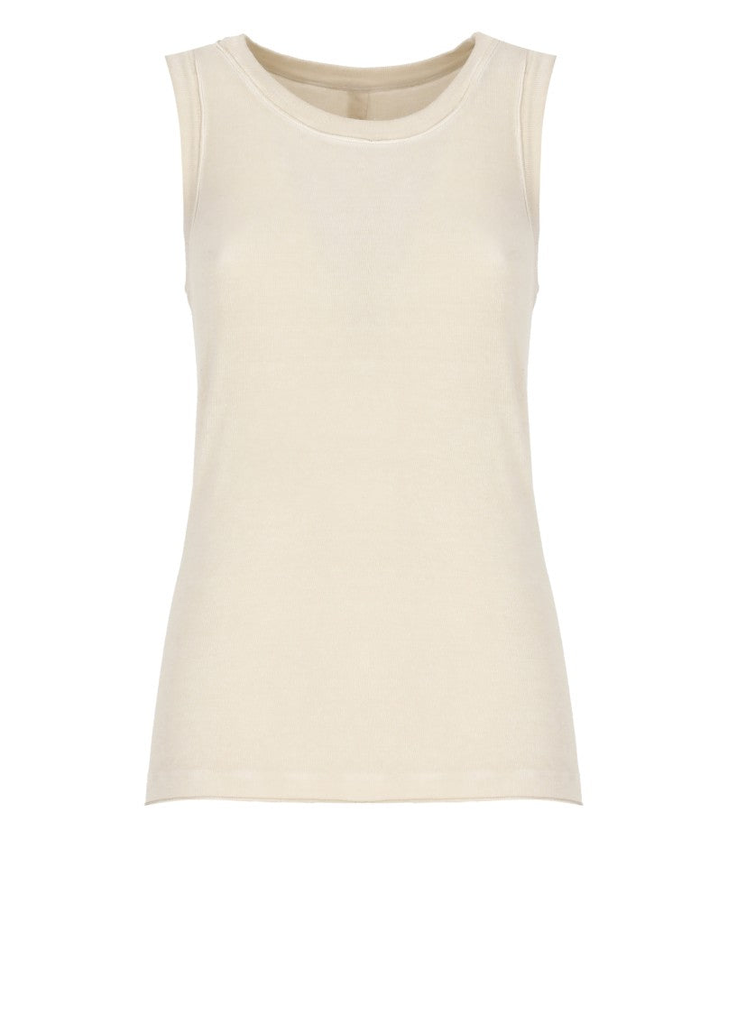 Uma Wang Fitted Beige Viscose Top With Crew Neckline