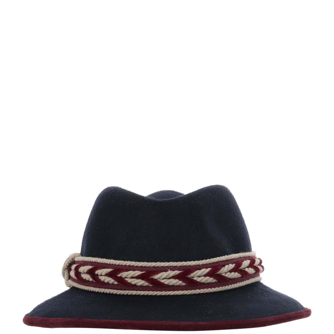 Alexia Alvarez De Toledo Handmade Wool Hat With Wide Brim And Rope Strap Detail