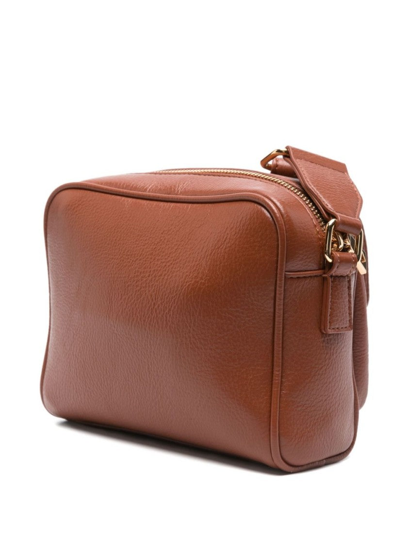 Love Moschino Structured Brown Polyurethane Shoulder Bag