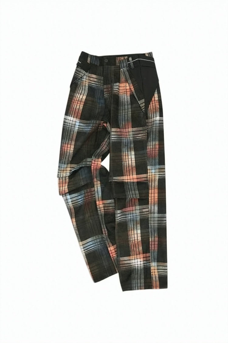Andersson Bell Plaid Straight Pants With Contrast Panels