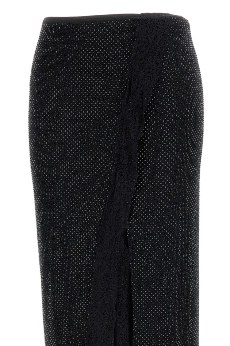 Self-Portrait Crystal Trim Black Crepe Mini Dress