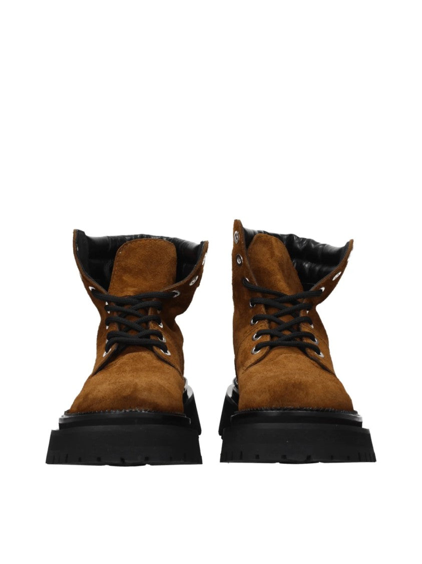 Ami Paris Lace-Up Suede Ankle Boots