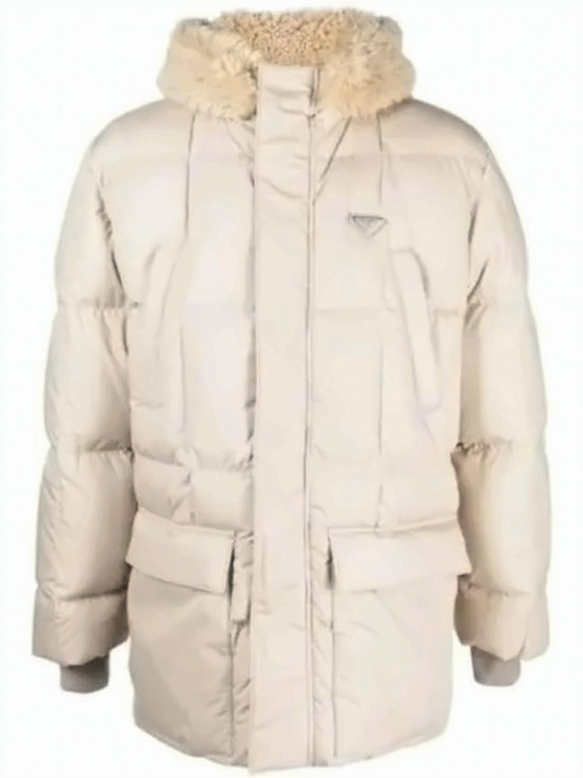 Prada Relaxed Fit Puffer Jacket With Plush Hood
