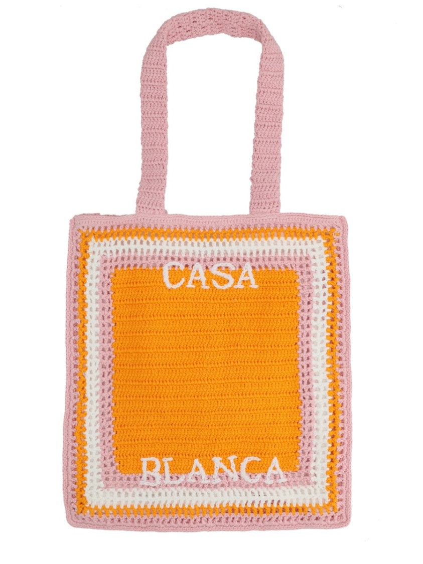 Casablanca Orange Casablanca Stripe Crochet Cotton Tote Bag