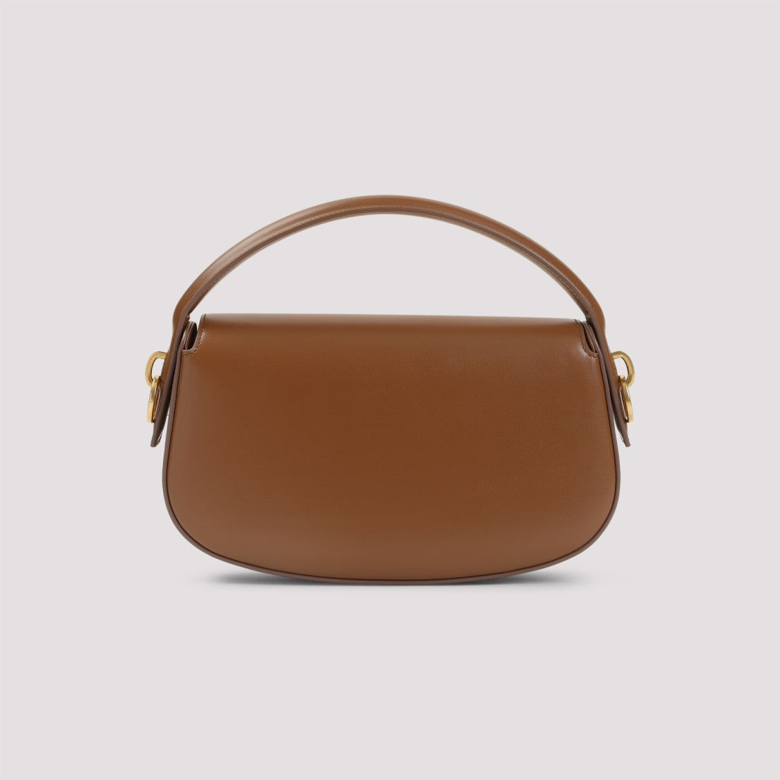 Saint Laurent Smooth Brown Leather Shoulder Bag With Bronze-Toned Hardware