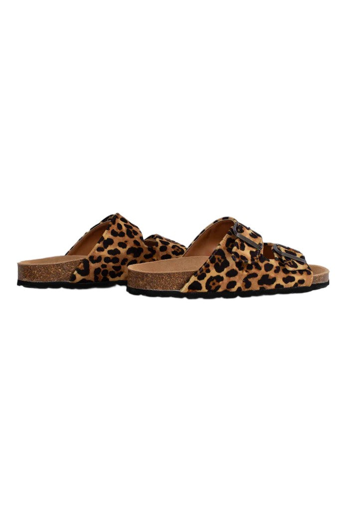 Mc2 Saint Barth Cork Sandals With Adjustable Leopard Print Straps