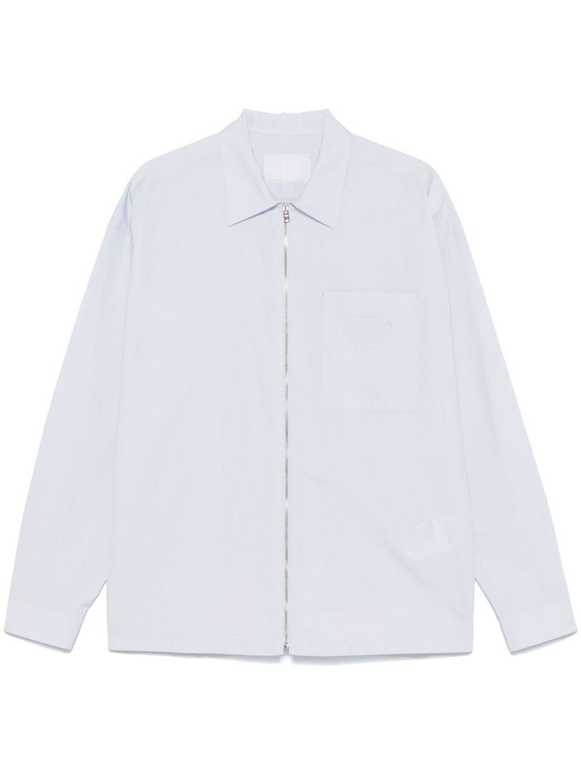 Prada White Shirt With Full Zip Closure And Chest Pocket