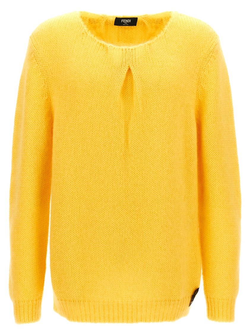 Fendi Mohair Blend Sweater With Pleated Detail