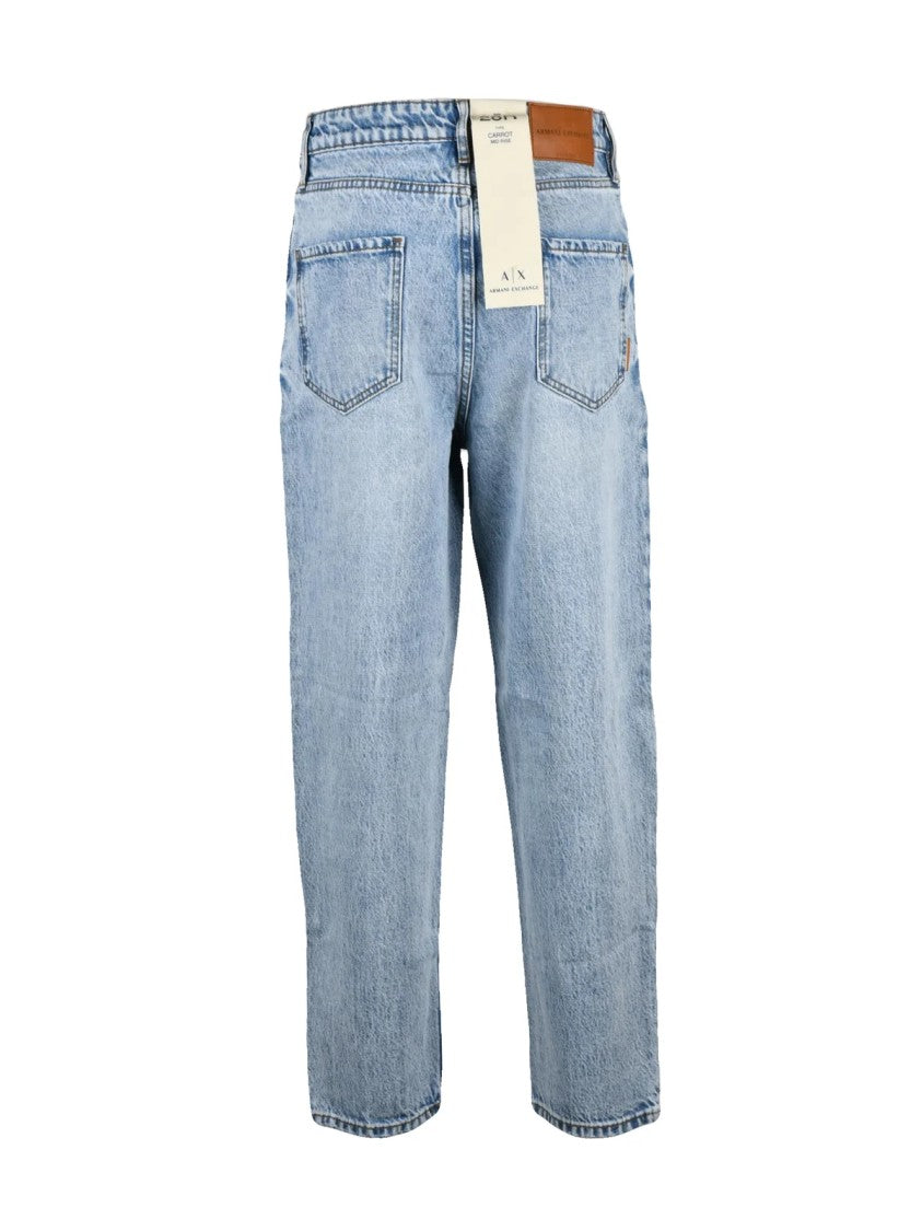 Armani Exchange Carrot Fit Light Blue Jeans With Five-Pocket Styling
