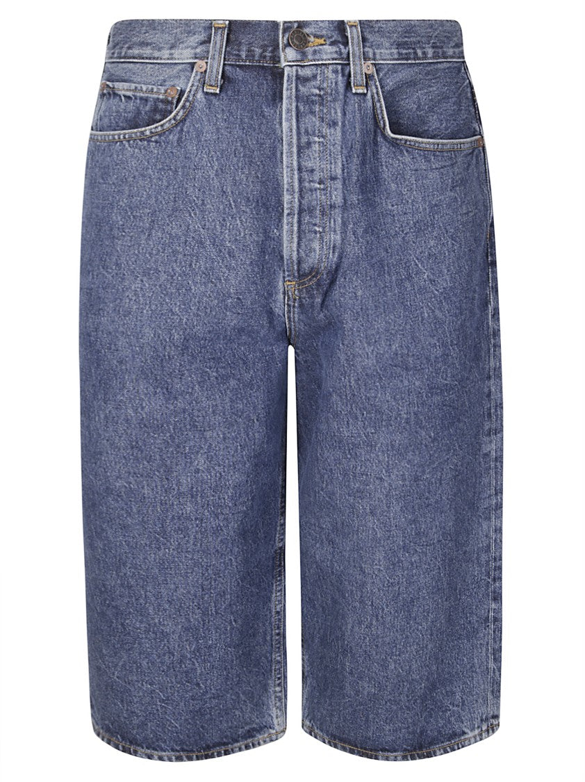 Agolde Beesley Shorts In Creased Indigo