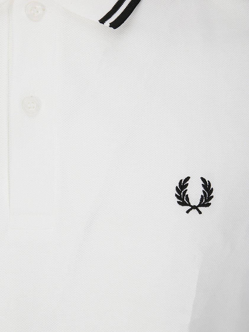 Comme Des Garçons White Cotton Polo With Contrasting Banded Collar