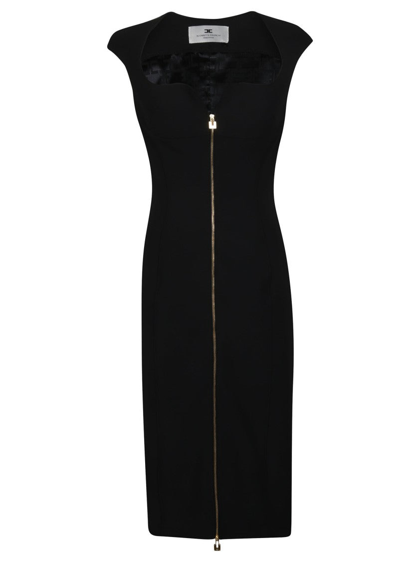 Elisabetta Franchi Full Zip Sleeveless Midi Day Dress