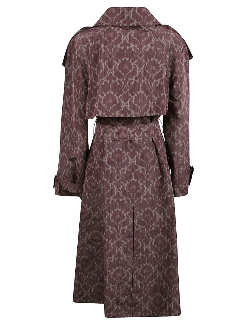 Burberry Textured Double-Breasted Short Coat With B-Buckle Belt